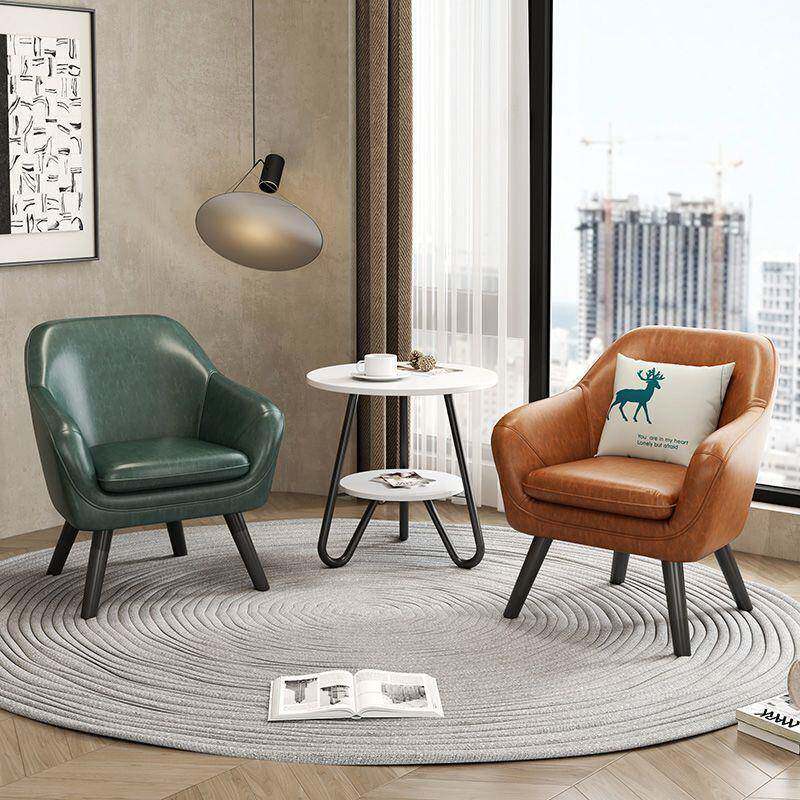 现代简约型懒子人沙发单人小户休闲椅皮质TEA卧室办公桌椅阳组合