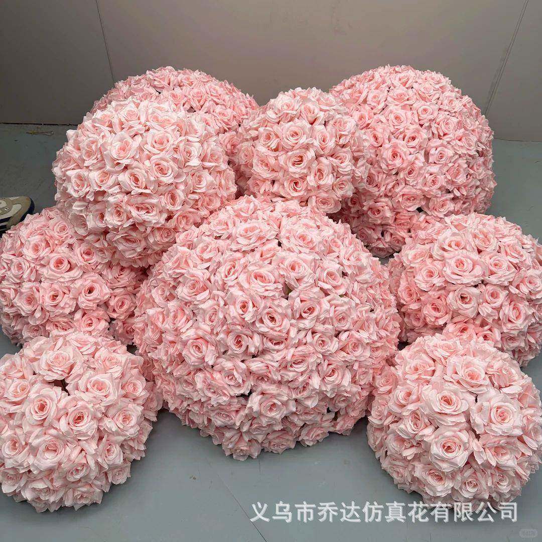 圆形花球仿真花玫瑰圆礼形球家花球韩式婚婚庆背景装饰悬挂泡沫悬