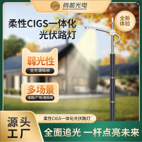 led太阳能路灯庭院市政工程广场社区太阳能照明CIGS光伏路灯110W