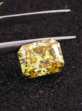 雷迪恩切电镀黄色莫桑石裸石长方形莫桑石现货人造钻石配石