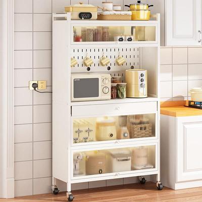 洞洞板厨房收纳置物架橱柜餐边柜多层落地式放电器微波炉储物柜子