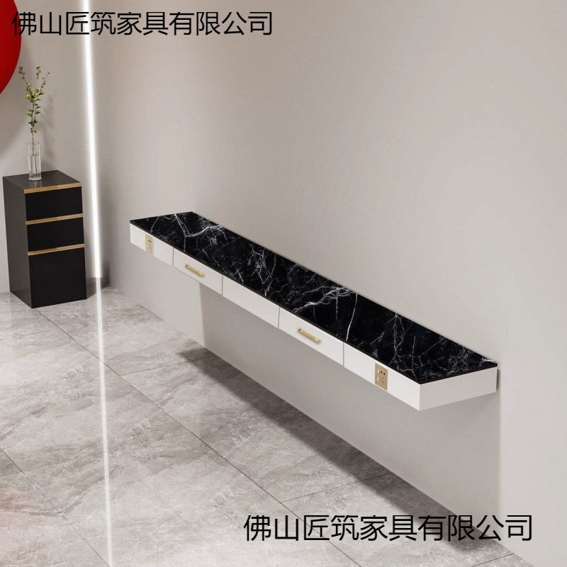 网红理发店镜子挂壁式酒店浴室专用LED灯美发镜台单面落地带灯镜