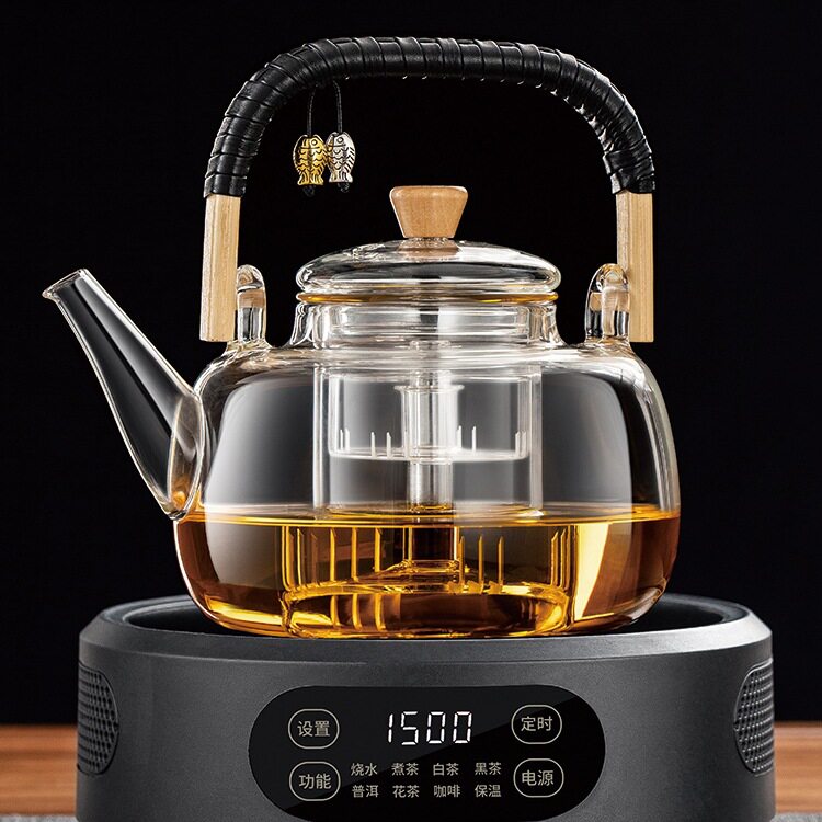 新款加厚耐高温全玻璃蒸煮一体煮茶器电陶炉保温烧水泡茶壶具套装