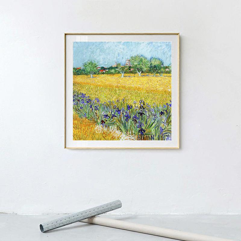 莫奈田园风景挂画玄关秋季植物花卉装饰画客厅卧室正方形抽象壁画