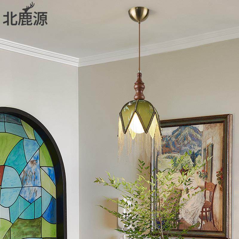 北鹿源法式中古风流苏个性创意灯宫廷风高级感床头餐厅书房小吊灯