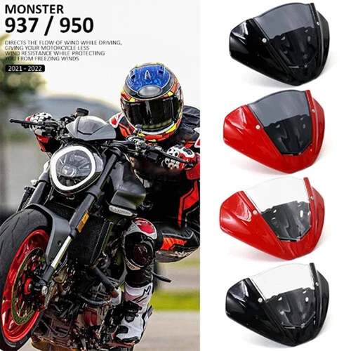 适用杜卡迪怪兽93795020212022前挡风玻璃扰流板整流罩带支架