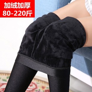 女不起球高腰弹力亮面棉裤 加绒大码 加厚保暖一体裤 外穿冬季 打底裤