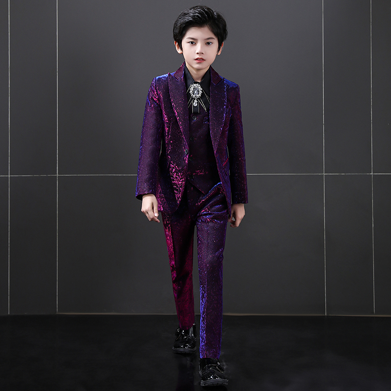 儿童西装套装三件套男童朗诵表演小主持人礼服模特走秀钢琴演出服
