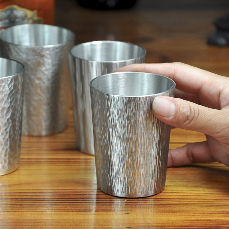 汉达999纯锡酒杯白酒杯一口杯2两半全手工锤纹家用日式锡器酒具