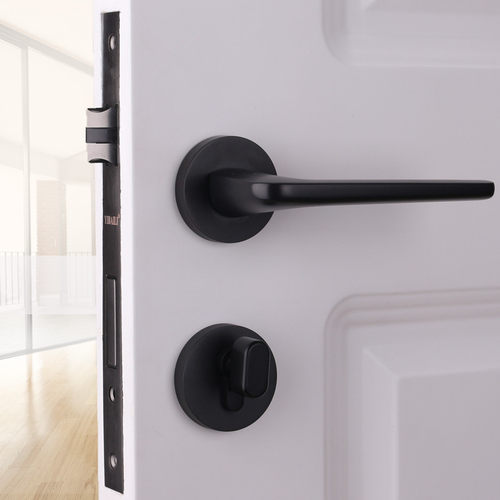 依佰利美式灰黑色门锁北欧室内分体锁实木门锁简约欧式静音房门锁