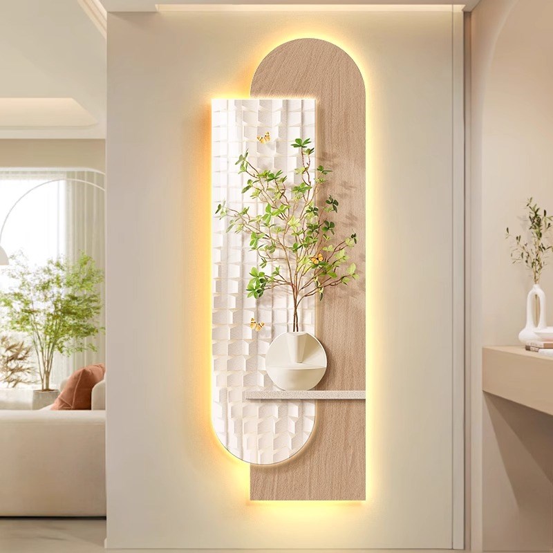 奶油玄关led灯装饰画小清新走廊尽头灯画挂画高级感正对门壁灯画