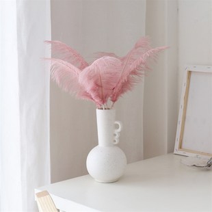 WULIHOME 羽毛花瓶干花插花梦幻少女粉色香槟色房间布置店铺陈列