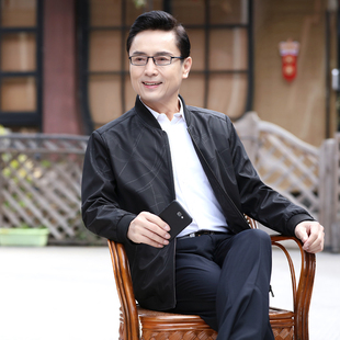 30岁50中老年人男士 爸爸外套春秋款 春季 夹克衫 休闲上衣服 中年男装