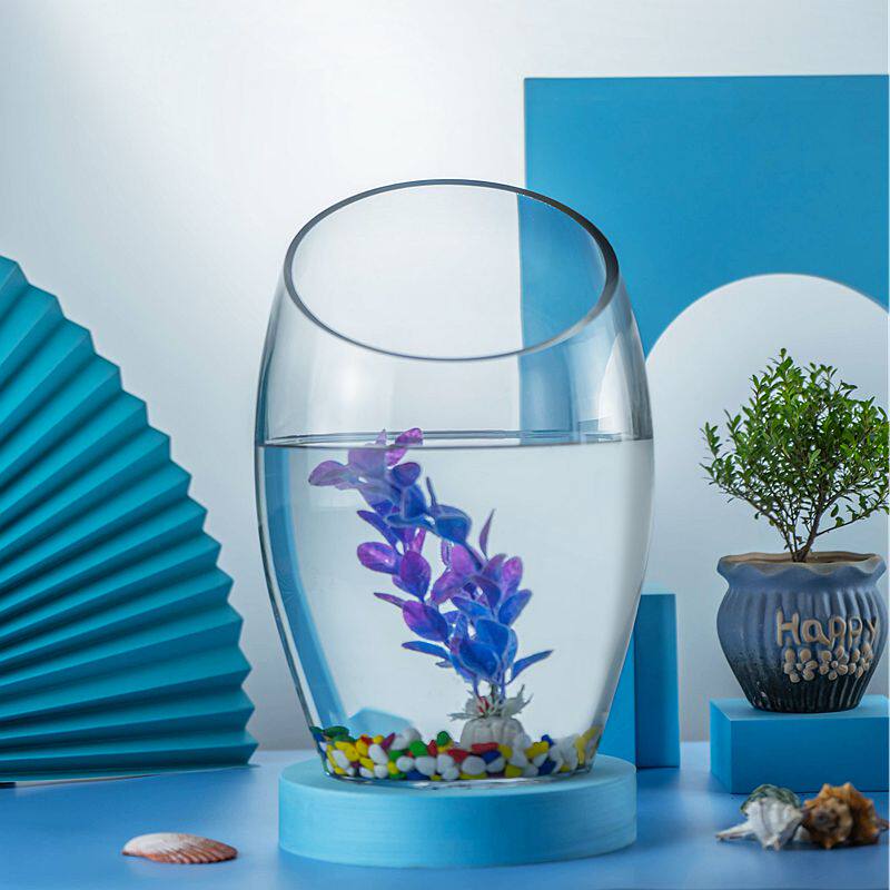 透明玻璃小鱼缸水族箱个性创意两用迷你金鱼缸小型水培植物鱼缸