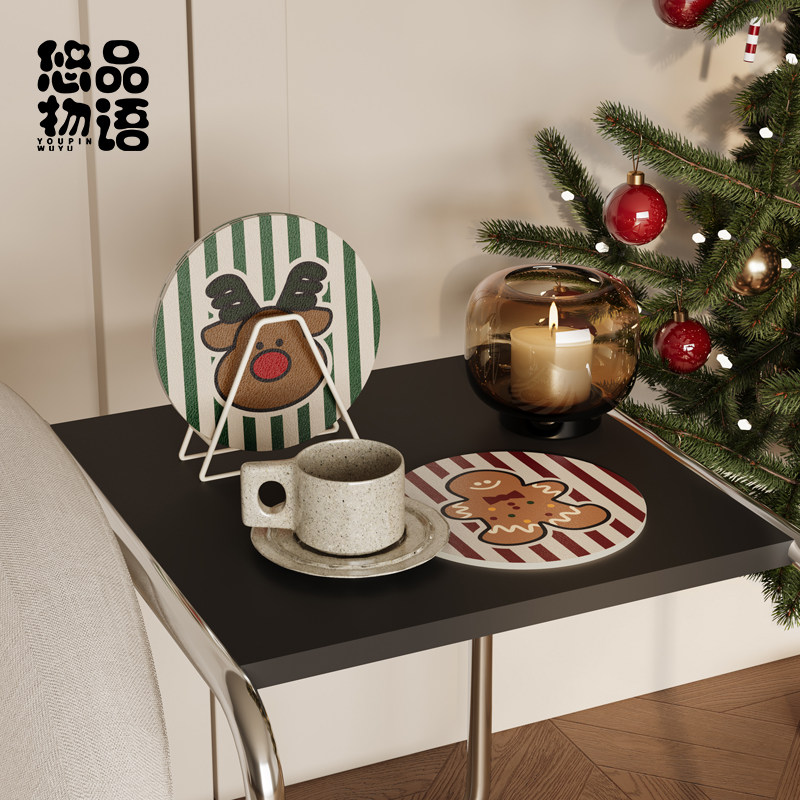 童话镇耶诞节杯垫可爱姜饼人麋鹿茶杯垫耐高温防烫碗盘垫吸水桌垫,居家布艺,餐垫,淘宝优惠券,粉丝福利购,淘宝优惠卷