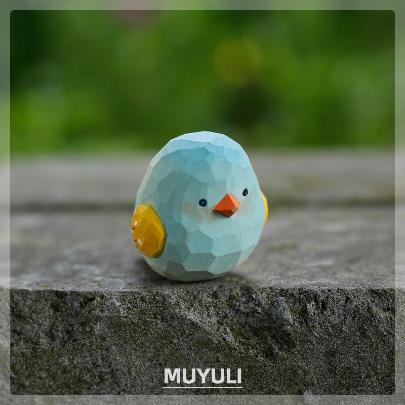 木雕小肥啾麻雀电脑桌面摆件珍珠鸟可爱情侣一对小鸟装饰闺蜜礼物