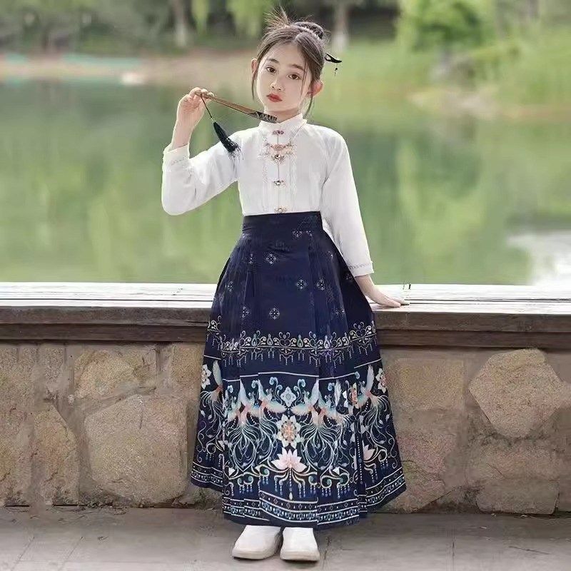 汉服女童马面裙夏款2024新款古风明制套装新中式国风儿童连衣裙