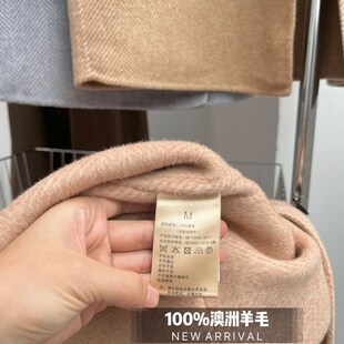 全羊毛双面呢格子外套女中长款秋冬咖色风衣宽松小个子羊毛呢大衣