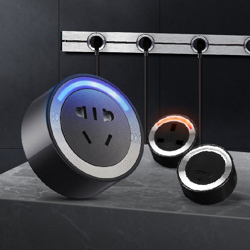 壹蜂 LED灯旋转适配器黑色标准轨道英式双USB移动插座 环彩色灯