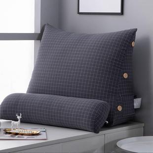 2F纯棉床头靠垫沙发抱枕靠背办公室护腰飘窗靠背垫床上靠枕三角靠