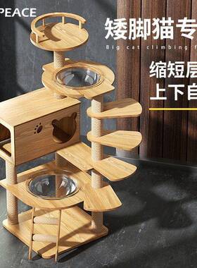 猫爬架猫窝剑麻猫树一体四季通用不占地多层跳台太空舱矮脚猫专用