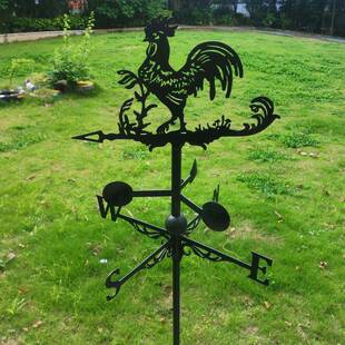 外贸欧美风庭院户外公鸡装饰摆件仿古东西南北风向标铁艺花园插件