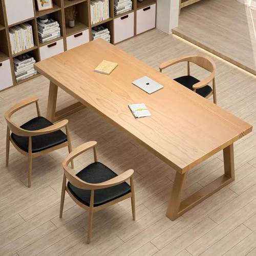 现代简约实木电脑桌家用学生书房书桌办公室职员大板工作台长条桌