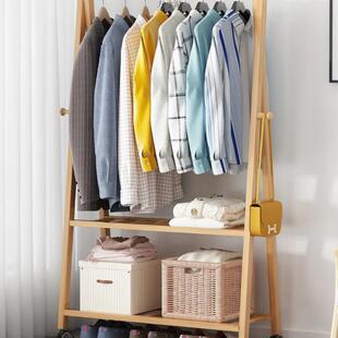 PWS简易衣帽架落卧室家用多功能包衣架实木客厅挂门口挂地衣服置