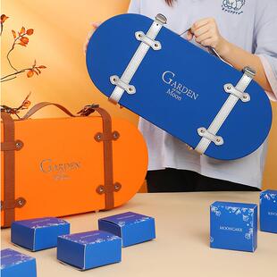 定制2025中秋节月饼包装礼品盒6/8粒手提高档厂家红酒皮盒子空盒