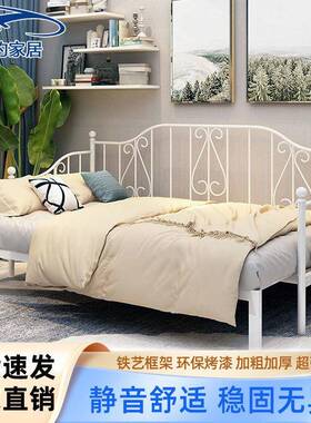 欧式1铁艺沙发床两推拉床多功能折伸缩NNH用床铁架叠双人床.5m儿