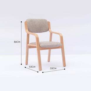 实木餐现椅代简约寓适靠背椅养664老院公办公餐舒厅家用曲木适老