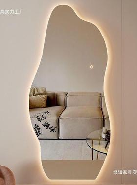服店云朵穿衣镜异型灯卧智室leal333d能装壁挂带家用客厅全身镜贴