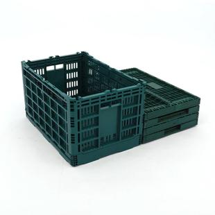 绿色加厚塑折料筐超市蔬菜水果NDA折叠叠周转框塑生鲜配送胶折叠