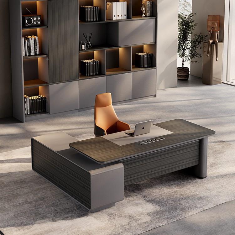 L老板桌办公桌意极简LK代简约型总裁领式导办公室书桌现电脑桌班