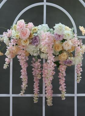 仿真垂吊紫花阿勃勒挂花外户礼布景装饰园艺婚壁挂布置拱藤门ISD