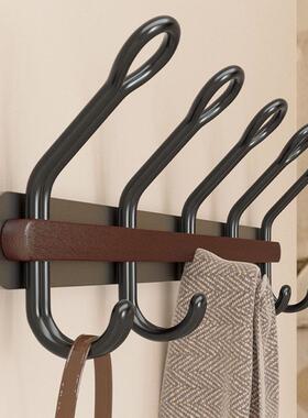 双排挂衣钩免打孔室原木挂挂钩墙创意铁艺卧上衣MB240318架客厅木