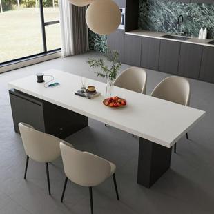 de纯WT5cMx8W白岩板d齐平款 岛体台餐桌一现代极简端小户型餐高厅