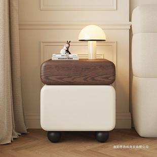 中古风创意新款CFU木床头轻柜简约现实代柜床边柜奢感储物子