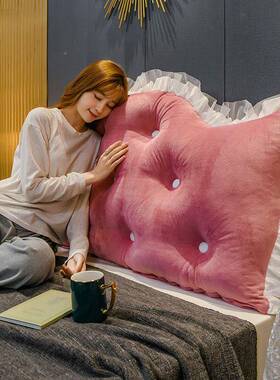 头软包靠垫爱公主靠1by07ykP背水晶绒靠枕双可人靠枕榻榻大米可拆