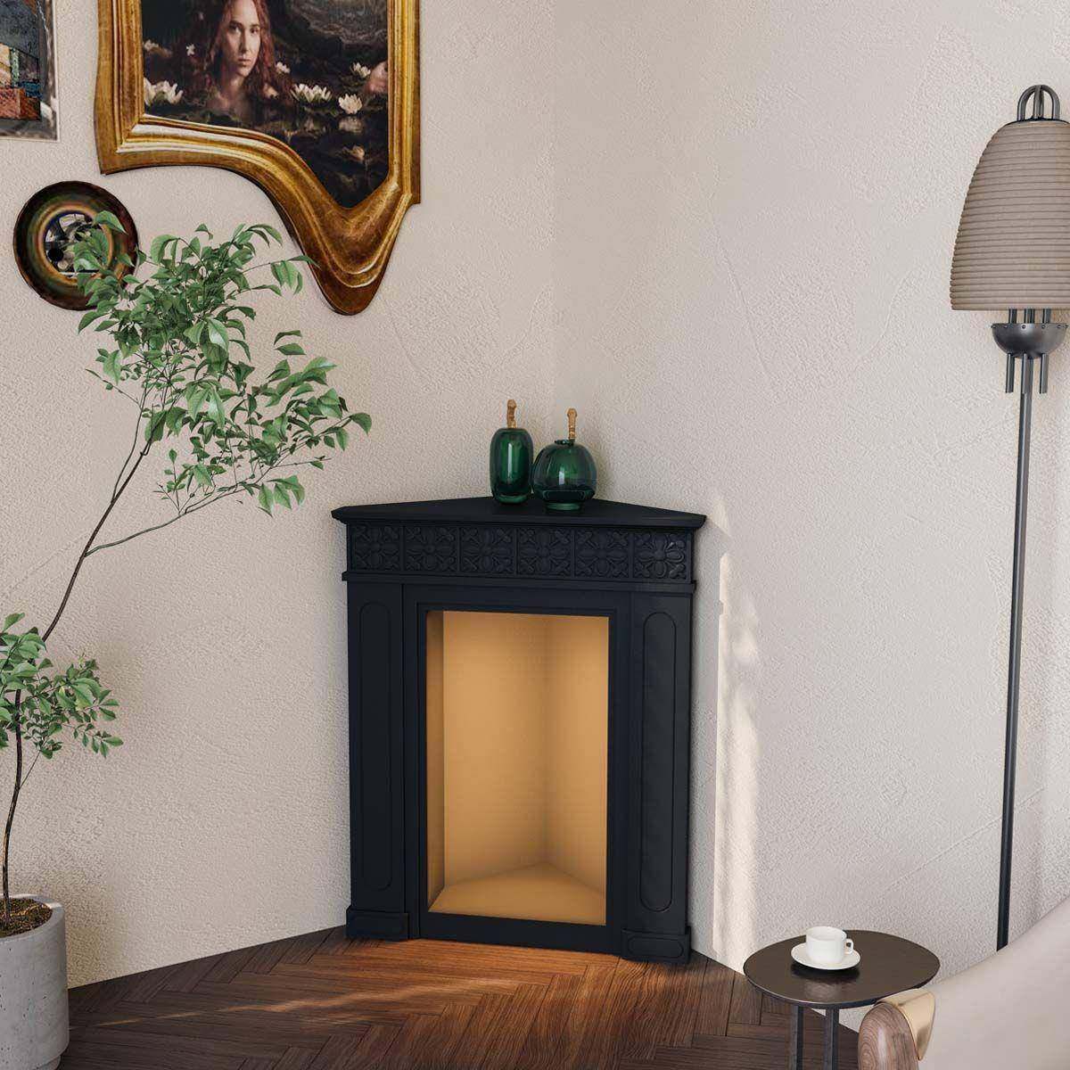 法式ZGV奶油三角带灯光雕花角壁炉墙柜客厅玄风关落边柜装饰靠转