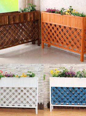 OSV外实户木阳网格花厅架防腐木花箱餐隔断花槽白色台木栅栏花盆