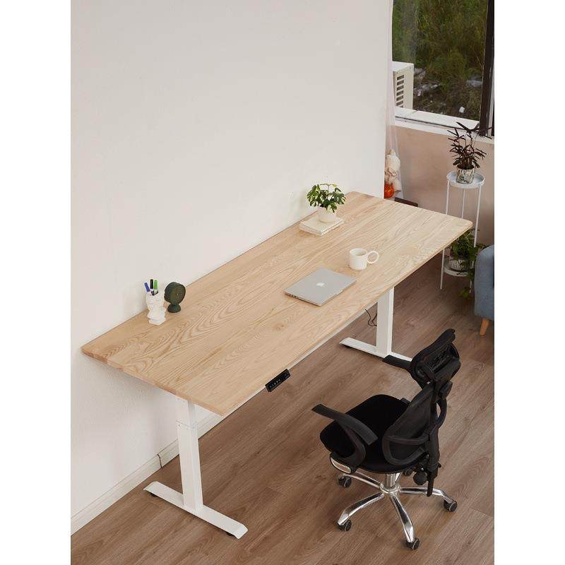 967电升电脑桌习白蜡木书桌多降高度调节办公动桌实木儿童学书桌