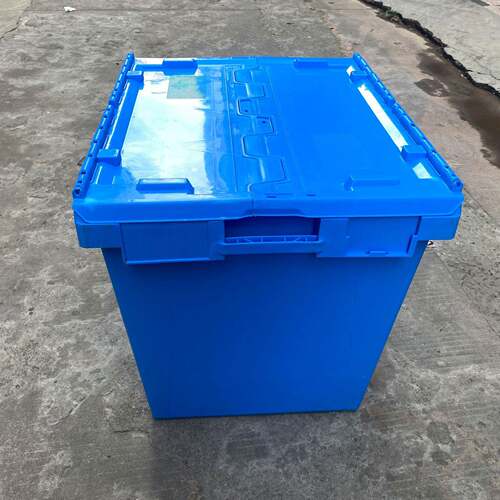 塑料套连盖箱710*5叠70塑*4EYO80mm翻盖斜式物流箱插超市胶配送箱