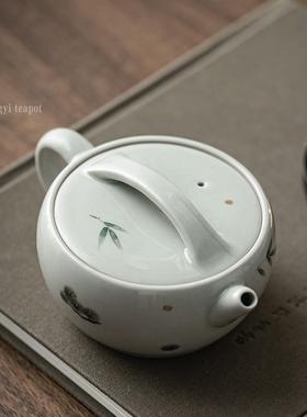 手绘壶岁寒三友茶JNT-FGSH单壶草木泡茶日式汉瓦壶陶瓷家灰用泡茶