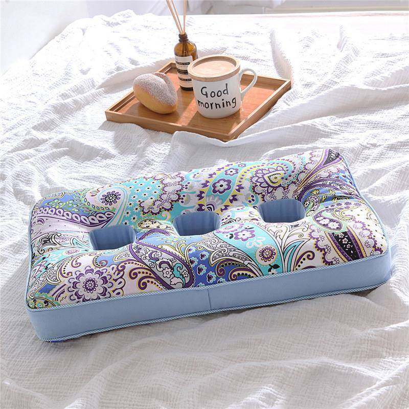 老粗布F956967H三孔耳枕人头老人护耳枕纯荞麦壳枕芯带孔枕头成护