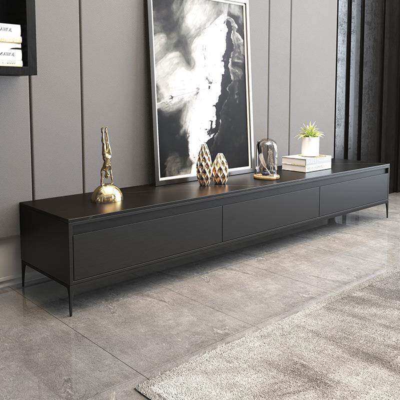 简约轻奢黑色岩板电视柜茶几组合极简意式现代小户型家用客厅地柜
