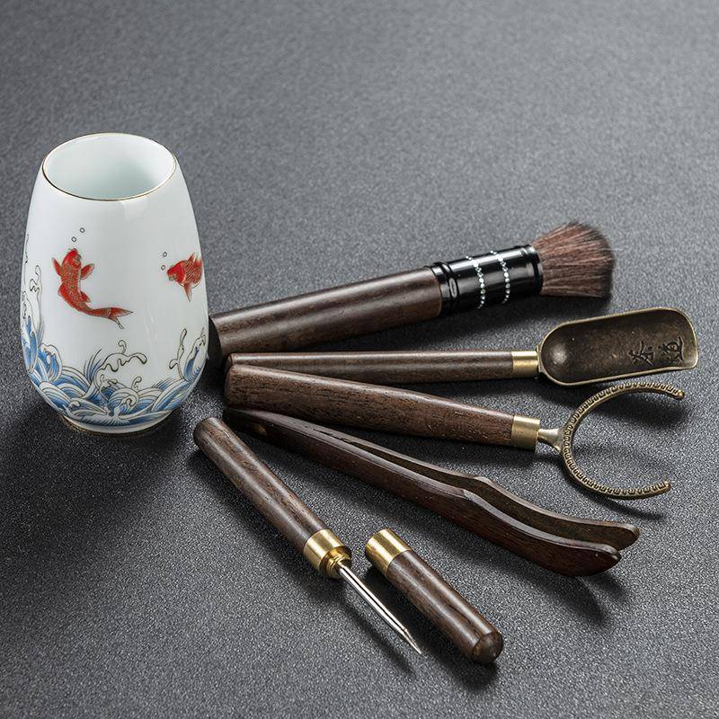 创意茶道六君子套装家用泡茶工具茶夹茶针养壶笔整套