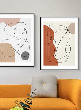北欧抽象客厅装饰画走廊餐厅橙色画现代简约大尺寸卧室挂画落地画