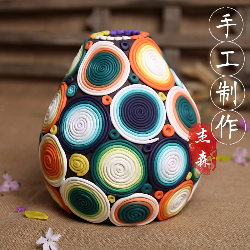 软陶瓶纯手工制作软陶花瓶家居摆件婚庆工艺品插花瓶厂家直销