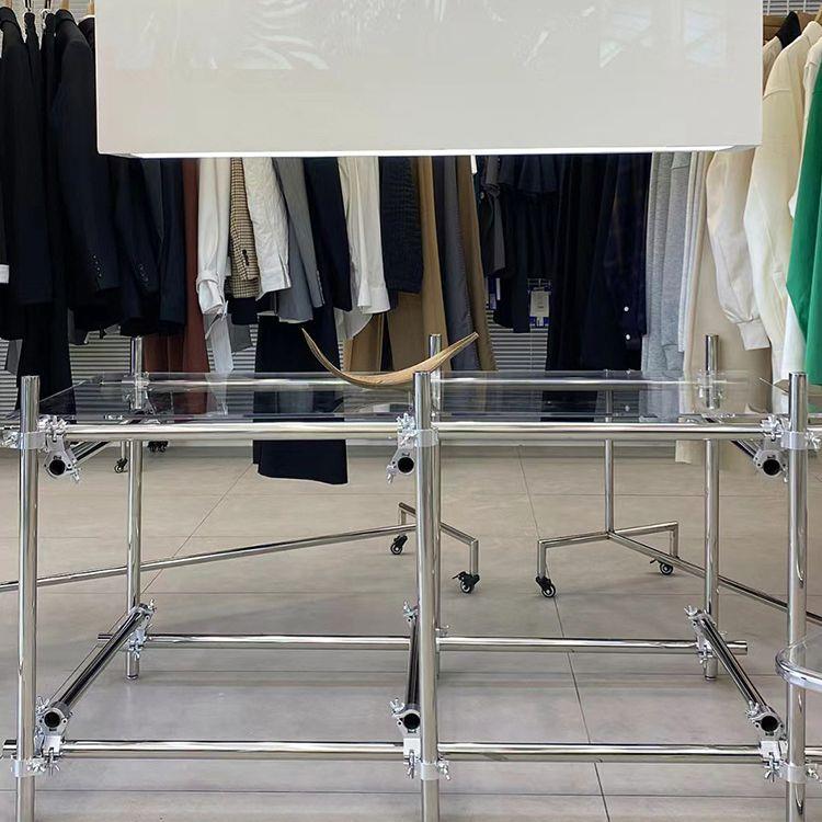 服装店展示桌子不锈钢中岛展示台流水台网红女装店铺陈列布置装饰